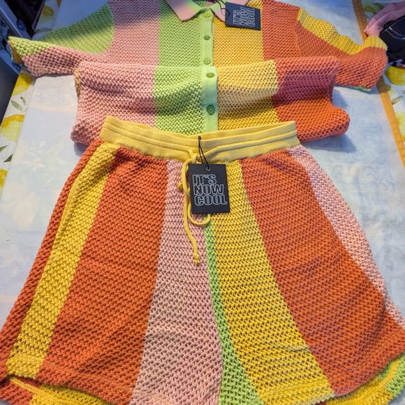 Its Now Cool Other - Women's Multicolor Knit Swim Coverup Set